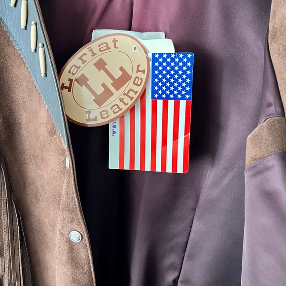 NWT VTG LARIAT Suede Leather Jacket Fringed and beaded Western 2XL RARE! Indian - Picture 4 of 11